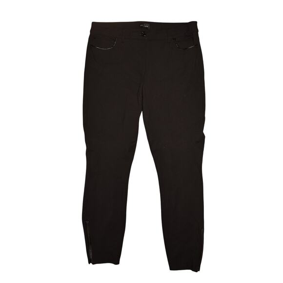 WHITE HOUSE BLACK MARKET $98 Ponte Skinny Zip Ankle Pant Faux Leather Trim 10 - Picture 1 of 3